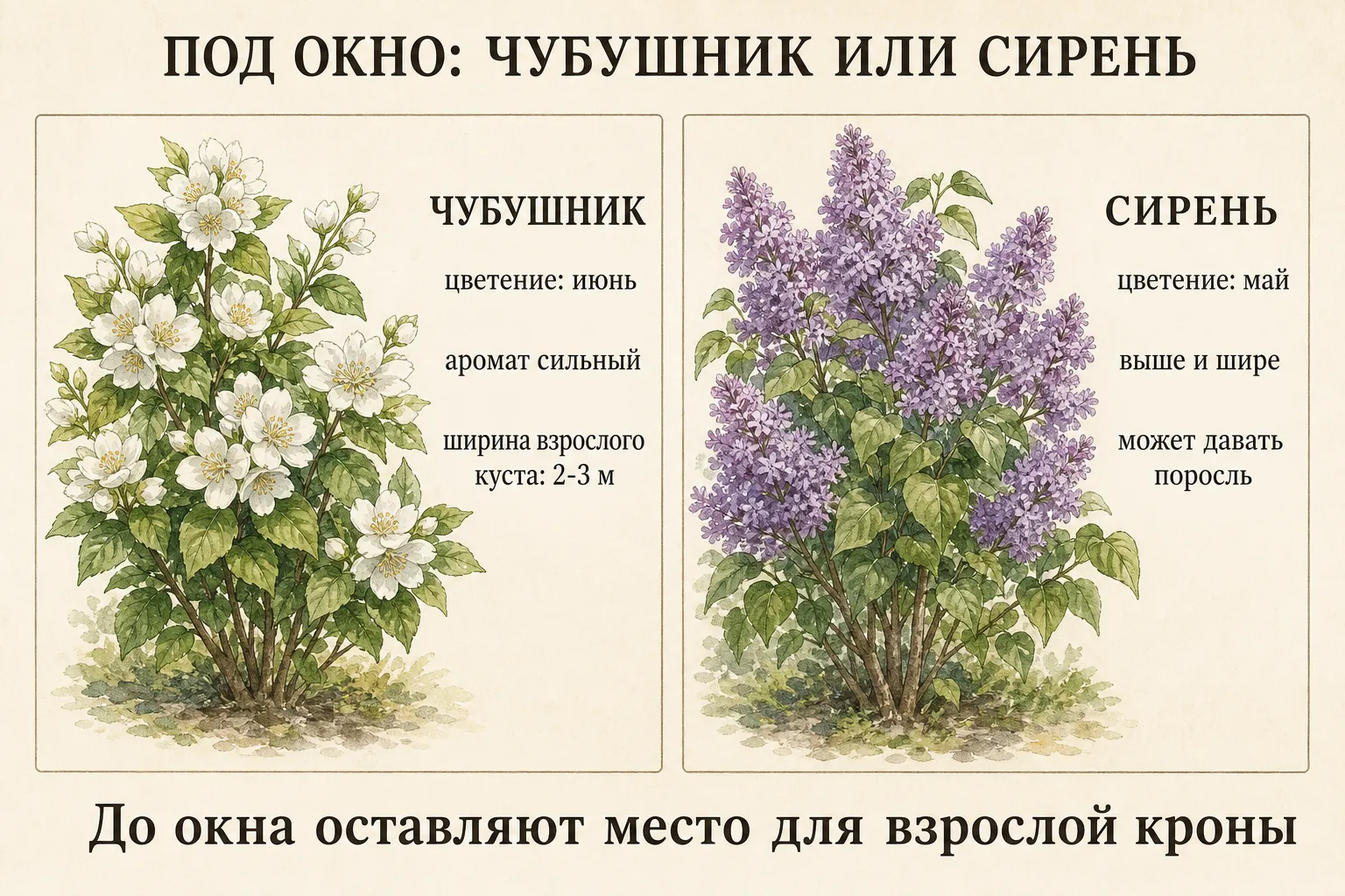 Энциклопедическое сравнение чубушника и сирени под окном