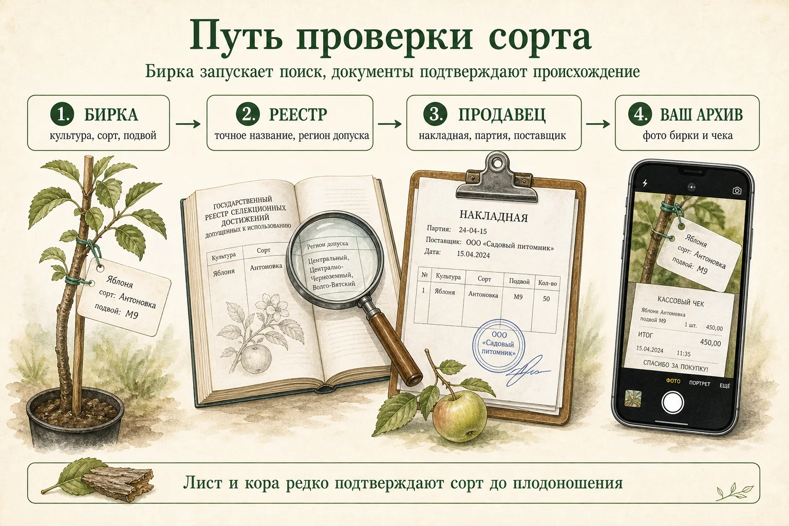Энциклопедическая дорожная карта проверки сорта саженца от названия до контрольных признаков