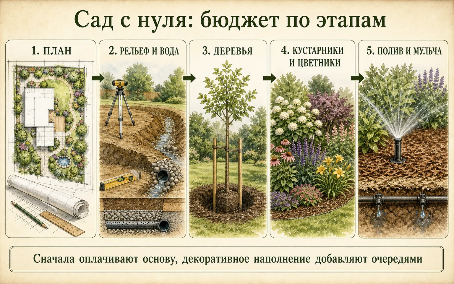 Энциклопедическая дорожная карта бюджета сада по этапам